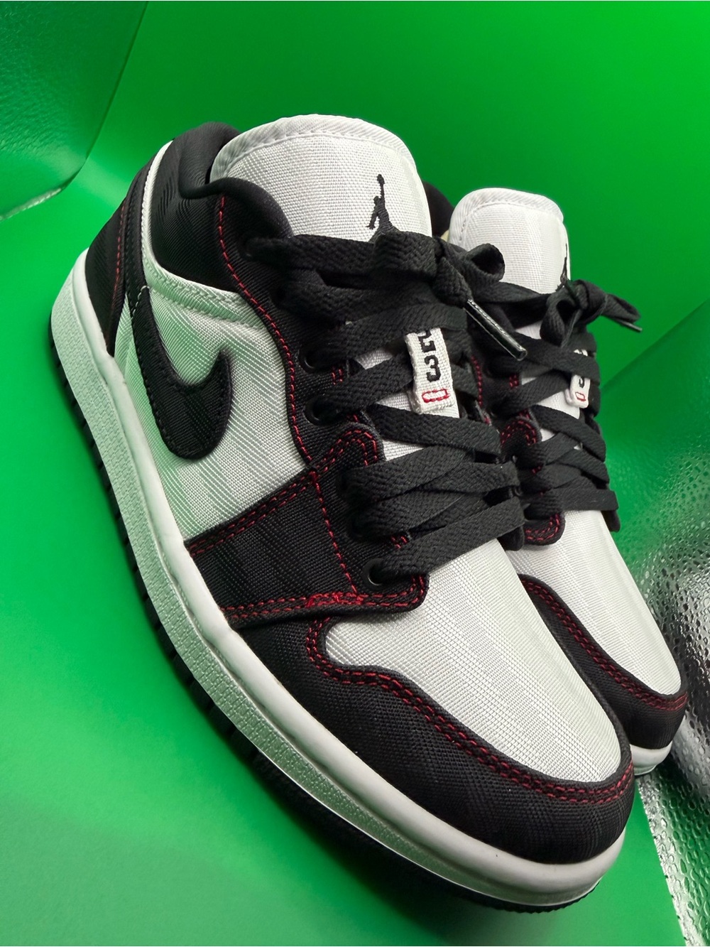 Nike Air Jordan 1 Low White Black with Red Stitching